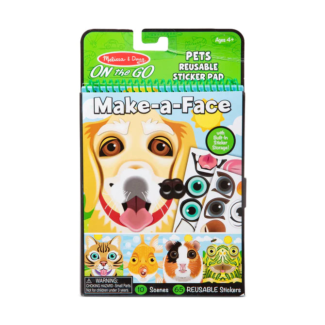 Melissa & Doug- Make-a-Face – Pets Reusable Sticker Pad – On the Go Travel Activity