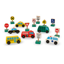 Load image into Gallery viewer, Melissa &amp; Doug Wooden Vehicles and Traffic Signs
