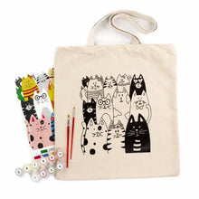 Load image into Gallery viewer, Wise Elk- Eco-Friendly Cotton Ecobag Coloring Kit – Cats Design
