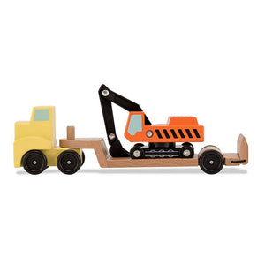 Melissa & Doug- Trailer & Excavator Wooden Vehicles Play Set