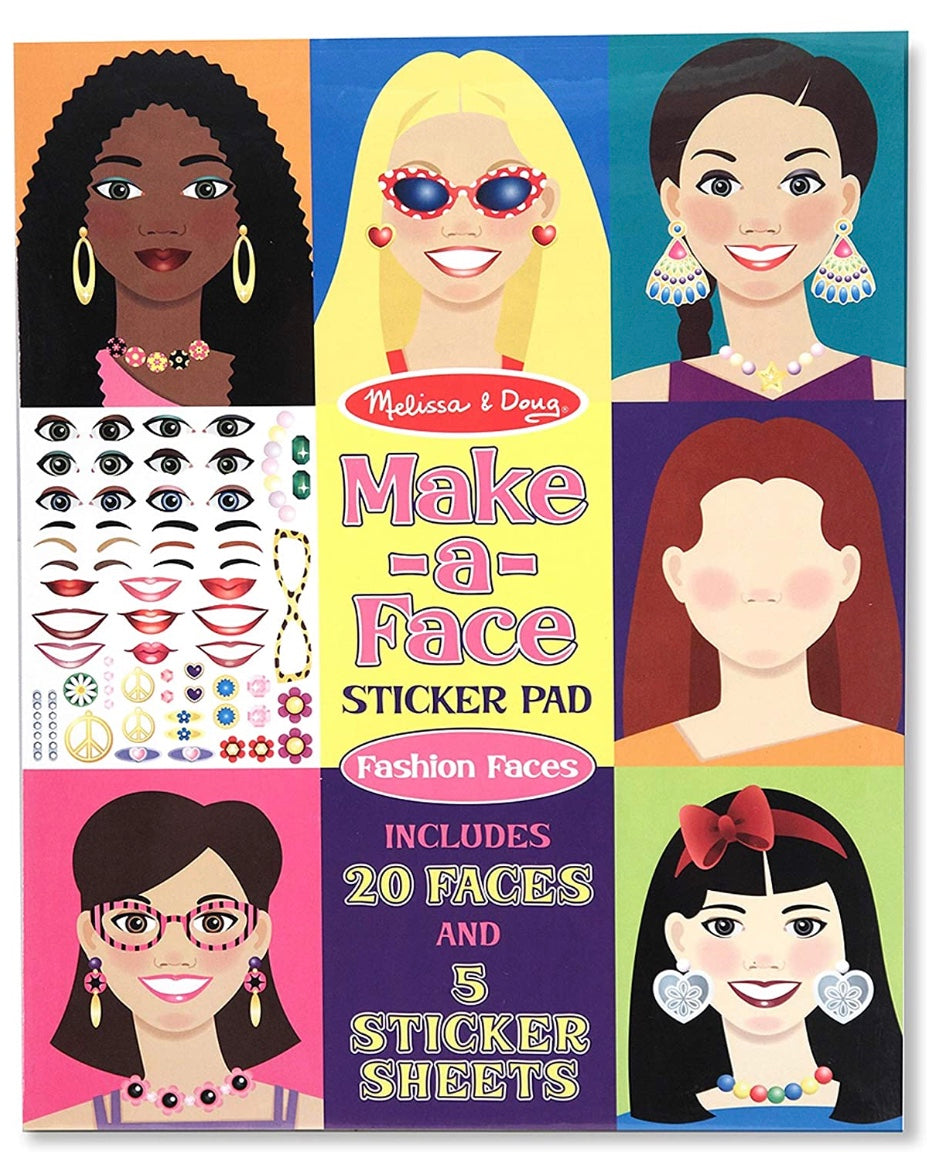 Melissa & Doug- Make-a-Face Fashion Faces Sticker Pad